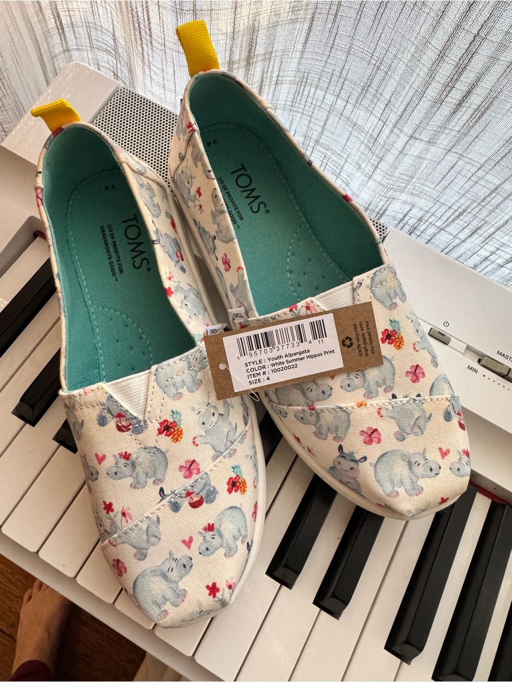 TOMS Kids Hippo Print Slip-On Shoes